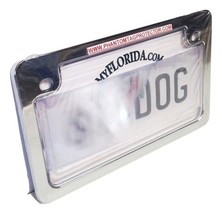 Motorcycle Clear No Photo License Plate Cover &amp; Chrome Metal Frame Combo - $59.99