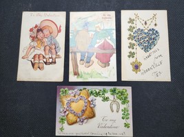 Antique 1908 Postcards FOUR VALENTINES DAY Katherine Gassaway Embossed - $8.55