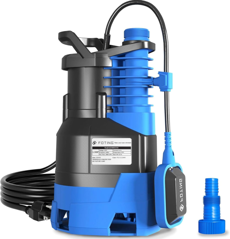 5000GPH Big Flow Clean & Dirty Submersible Water Pump, 25FT Electric Utility Pum