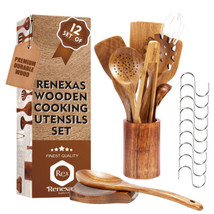 12 Pcs Wooden Spoons for Cooking Utensils | Natural Teak Wooden Cooking Spoons - £119.64 GBP