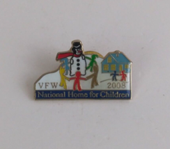 2008 VFW National Home For Children Snowman Winter Scene .75&quot; x 1.25&quot; Hat Pin - £4.95 GBP
