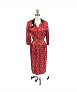 VTG 1940s 50s Atomic Wiggle Secretary Bombshell Dress Red Black White Belted M - $320.71