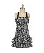 Kay Dee designs girlie apron frilly H1003 zebra black white - $558.38 MXN