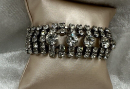 Bracelet Clear Round CZs Silver Tone Downton Abbey Art Deco Gilded Age S... - $370.63 MXN