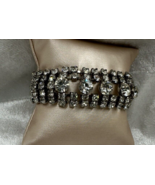 Bracelet Clear Round CZs Silver Tone Downton Abbey Art Deco Gilded Age S... - $19.99