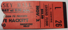Steve Hackett &quot;Cured Tour&quot; Original Ticket Stub 1981 Massey Hall Toronto... - £11.61 GBP