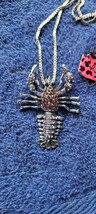 New Betsey Johnson Necklace Lobster Pinkish Rhinestone Beach Maine Decorative - £11.98 GBP