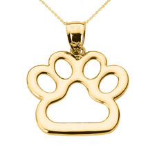 14k Solid Yellow Gold Dog Paw Print Pendant Necklace Pet Animal foot - £150.93 GBP+