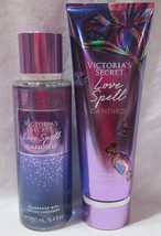 Victoria&#39;s Secret Fragrance Mist &amp; Lotion Set Lot Of 2 Love Spell Candied - £27.39 GBP