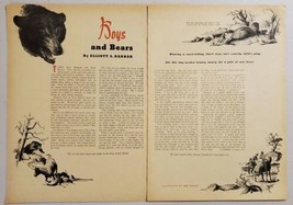 1948 Magazine Picture Boys &amp; Black Bears Illustrated by Artist Sam Savitt - £11.38 GBP