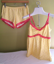 NWT Munki Munki Heather Ross Little Pigs Pink Lace Piglets Yellow Camisole Set S - £27.28 GBP