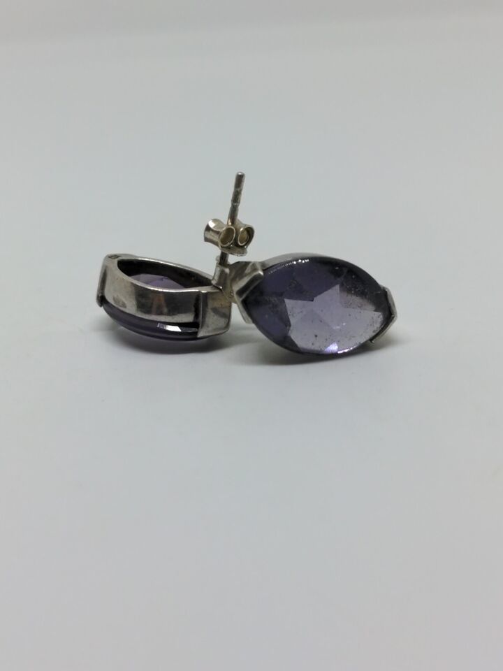 Primary image for Vintage Sterling Silver 925 Purple Glass Stud Earrings