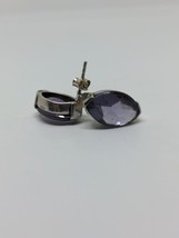 Vintage Sterling Silver 925 Purple Glass Stud Earrings - $15.99