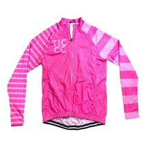 Ticcc XS Pink Striped Long Sleeve Cycling Jacket Jersey Lightweight Pockets - $29.99