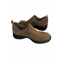 Bass Rally Womens 7M Slip Ons Comfort Loafers Brown Leather Suede Thick Soles - £39.50 GBP