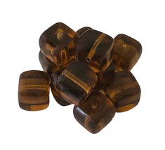 25 Smoked Topaz Preciosa Czech Glass 11x8mm Rounded Square Cube Beads - £3.19 GBP