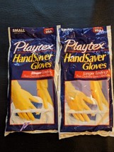 Lot of 2 Playtex Handsaver Gloves Yellow Small USA 1997 NEW - $35.32