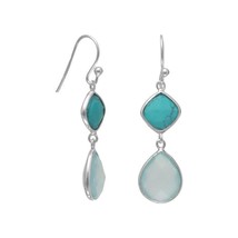 9.5 mm Turquoise 12mm Sea Green Chalcedony 14k White Gold Over Drop Earring Gift - £96.88 GBP