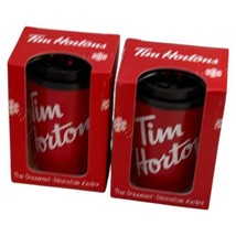 Tim Horton Ornaments Lot 2 Coffee Cups Red Take-out 2019 New Coffee Shop - £29.07 GBP