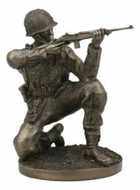 WW2 Soldier Taking Aim Statue 8.75&quot;Tall Military Rifle Unit Infantry Figurine - £67.05 GBP