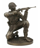 WW2 Soldier Taking Aim Statue 8.75&quot;Tall Military Rifle Unit Infantry Fig... - £65.98 GBP