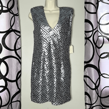 Forever 21 Small Sequin Bodycon Dress Deep V Low Back Gatsby Large New - £11.57 GBP