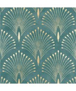 Peacock Tail Classic Pattern Blue Green Peel And Stick Wallpaper, 17.7&quot; ... - £28.21 GBP