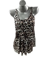 Swim Solutions Tankini Swimsuit Top Size 14 Black Brown Animal Leopard P... - €29,47 EUR