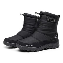 Winter Mens Hiking Boots Snow Boots Plus Velvet Warm Side Zipper Outdoor Casual  - £52.41 GBP