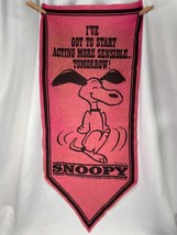 Vintage Snoopy Banner Pink Peanuts 1967 I&#39;ve Got to Start Acting More Sensible - £59.01 GBP