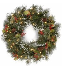 National Tree Company 24 Inch Wintry Pine Wreath with Lights and Decor(Open Box) - £33.98 GBP