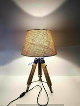Nautical Vintage Wooden Table Desk Lamp Tripod Stand With jute Shade Home Decor - £67.39 GBP