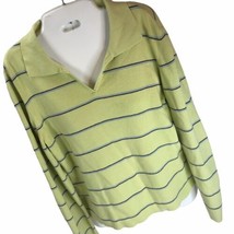 Vintage Caslon Womens Sz L Sweater Green Striped Pullover Grunge V-neck - £14.94 GBP
