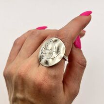 Huge Vintage Sterling Silver 925 Womens Jewelry Ring Dove Bird of Peace ... - $133.00