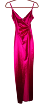 Honey And Rosie Size Small Magenta Satin Faux Wrap High Slit Bodycon For... - £58.99 GBP