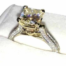 14K White Gold Plated 2.45ct Moissanite Anniversary Engagement Ring - £73.63 GBP
