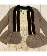 Persnickety Brown Jacket &amp; Underlay Lace Vest Sz 4 Print Model Top - £57.55 GBP