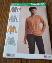 Simplicity Pattern S8950 Ms V-Neck Knit Sweater Tops w/Length~Sleeve Siz... - $4.94