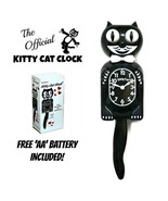 BLACK KITTY CAT CLOCK (3/4 Size) 12.75&quot; Free Battery MADE IN USA Kit-Cat... - £39.95 GBP