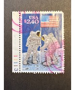 STAMP US SCOTT 2419 &quot;Flag on the Moon&quot;  $2.40 1989 USED with color plate... - £1.66 GBP