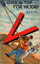 Vtg Postcard &quot;Over the Top for Victory &quot;   Victory Series WWII Patriotic c1941 - £9.14 GBP