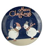 Aurahouse Fine Bone China Christmas Plate Snowmen Skating 2015 Merry Chr... - $14.90 CAD