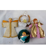 Vintage Christmas Angel ornaments Clothtique burlap plastic &amp; wood 3&quot; -5&quot; - $18.05 CAD
