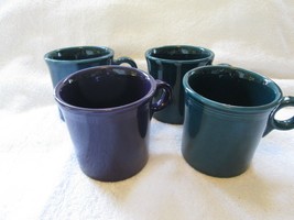 Four Fiesta ring handle mugs, 3 dark green 1 purple, HLC - £24.14 GBP