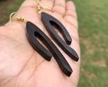 Ebony Wood Long Shoulder Duster Linear Handmade Earrings 85 mm length, D 3 - £11.17 GBP