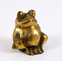 Brass Frog Figurine Paper Weight 1.5&quot; Vintage - £10.19 GBP