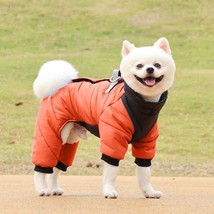 4 Legs Reflective Dog Coat Waterproof Winter Small Pets Jacket Jumpsuit Orange M - £26.18 GBP