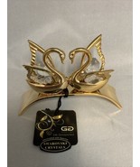DOUBLE SWANS 24K GOLD PLATED ACCENTED SWAROVSKI CRYSTALS 3.25”L X 1”W X 2”H - $24.70