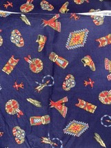 2.65 Yds Fabric Native American Tribal Quilting Cotton Tipi/Totem/Moccasin/Axe - $6.13