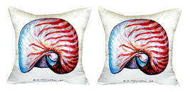 Pair of Betsy Drake Nautilus No Cord Pillows 18 Inch X 18 Inch - £62.05 GBP